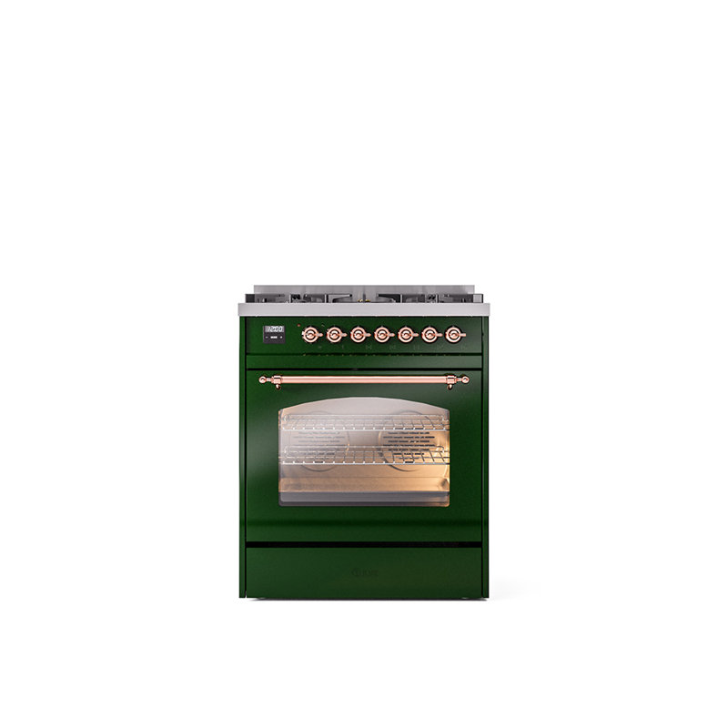 ILVE Nostalgie II 30 in Dual Fuel Range, Emerald Green/Copper, Natural Gas