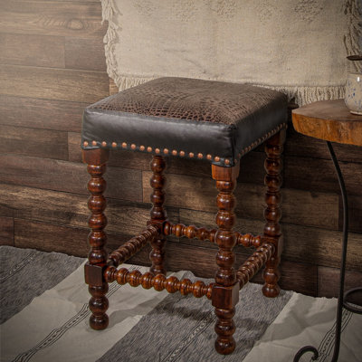 Giada Leather and Turned Leg Barstool