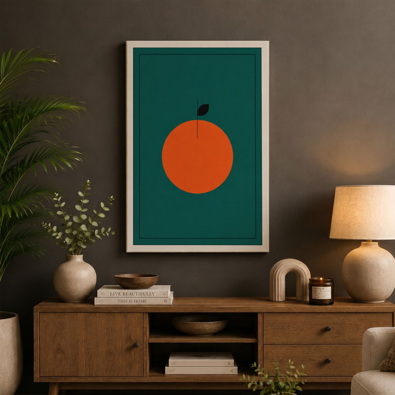 Orange Apple Modern - Wrapped Canvas, 24x16 - 61.0 x 40.6 cm, White Border