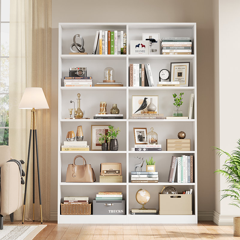 Bibliothèque standard à 6 niveaux H 74,3 "x l 47,2" Geng, Blanc, (6 tablettes) H 74,3 po x l 47,2 po x P 11,8 po