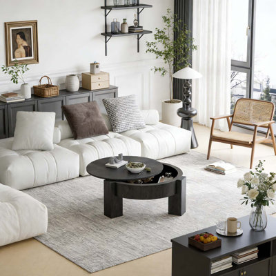 Round Coffee Table with Hidden Storage