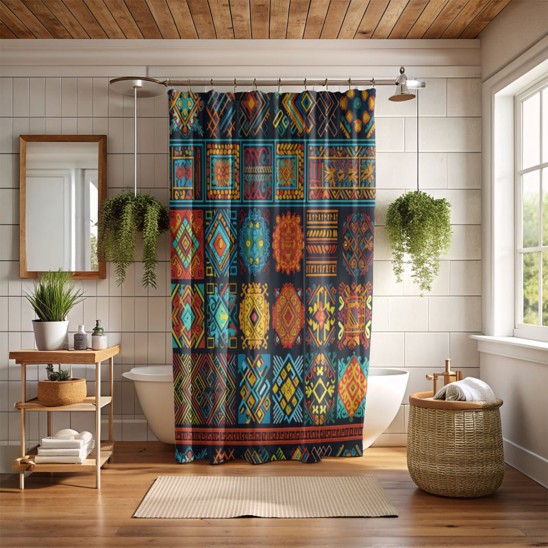 Native Textures - Rideau de douche Premium, H 74 po x l 71 po