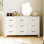 Commode 9 tiroirs pour la chambre à coucher, commode à profil bas de 30 pouces, commode en métal blanc avec rangement pour placard, couloir, entrée, mobilier de chambre en acier avec rails coulissants-607129557