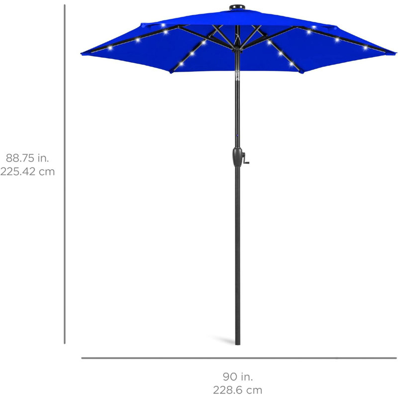 Parasol de plage illuminé avec manivelle 6 po Abdirisaq, Bleu