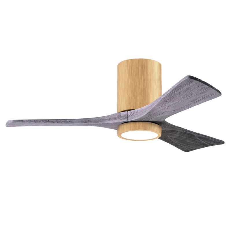 Irene LED Ceiling Fan, Gloss White, Barn Wood Tone, 52"