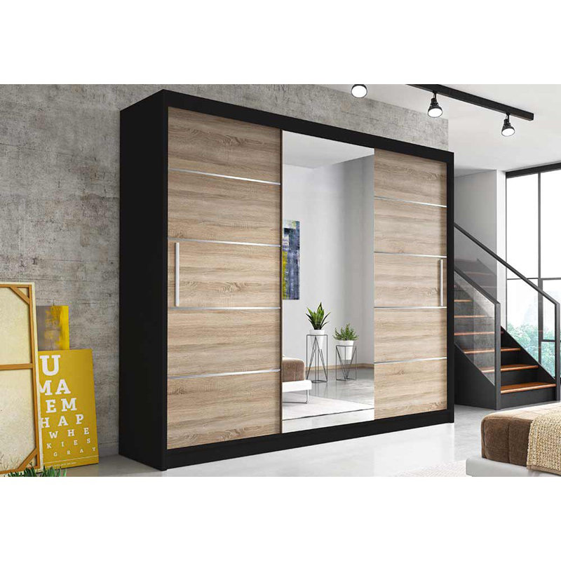 2 Door Wardrobe, Black/Sonoma