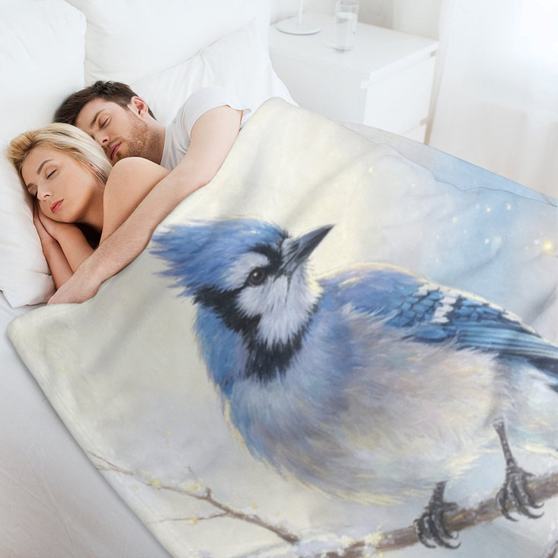 Jeté en flanelle de luxe Blue Jay Winter, 50x60in
