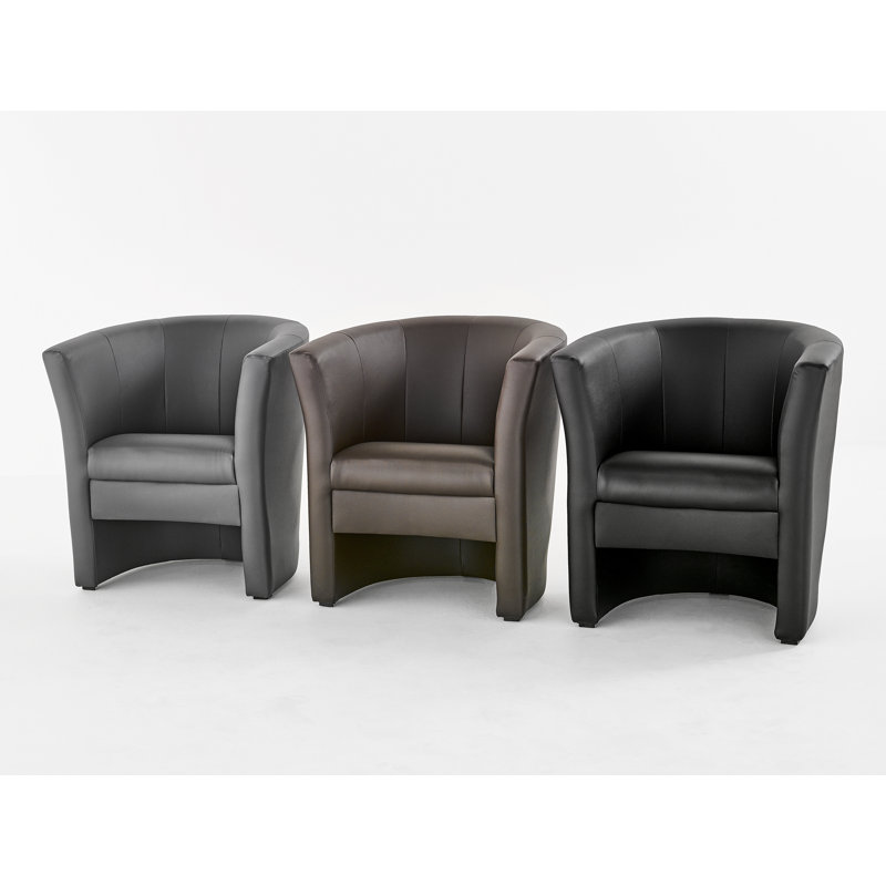 Bumber Faux Leather Barrel Chair, Brown