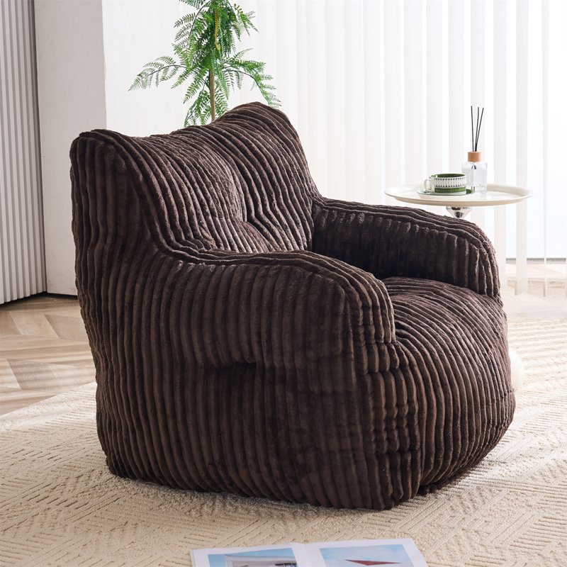 Fauteuil à billes en tissu velours côtelé 010-Soft, Brun