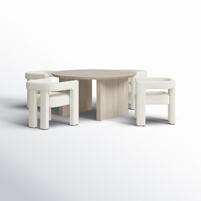 Aruna 5 Piece Solid Wood Round Dining Set