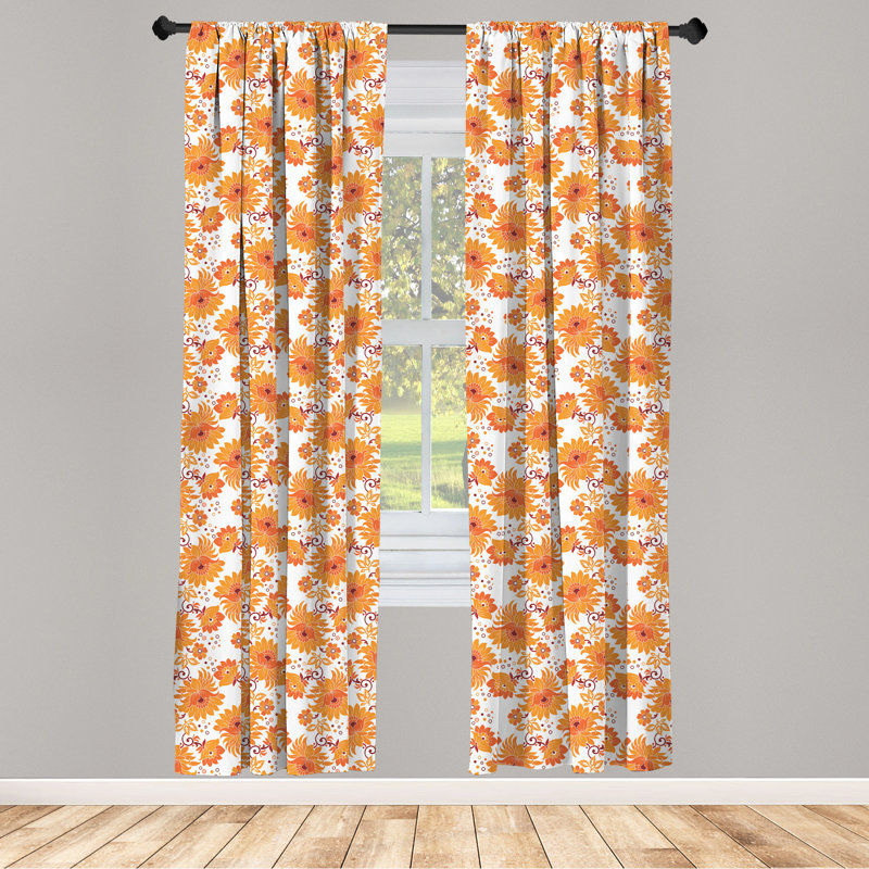 Floral Semi-Sheer Rod Pocket Curtain Panels, 28" x 63"