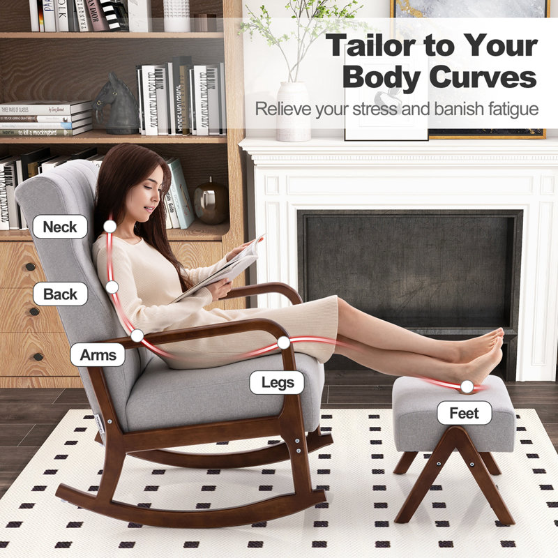 Chaise berçante avec repose-pieds George Oliver
