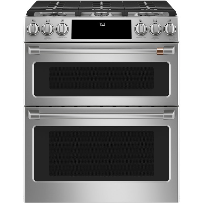 CAFÉ™ 30" Smart Slide-In, Front-Control, Gas Double-Oven Range with Convection, Stainless Steel