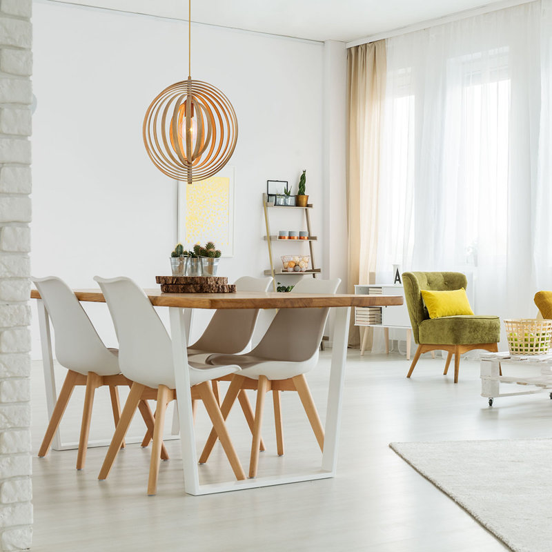 Luminaire suspendu géométrique unique à 1 lumière Abruzzo, H 18 po x l 17 po x P 17 po, Brun
