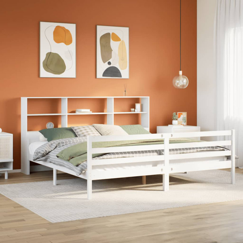 Ocilla Solid Wood Bed, White, 140 x 200cm