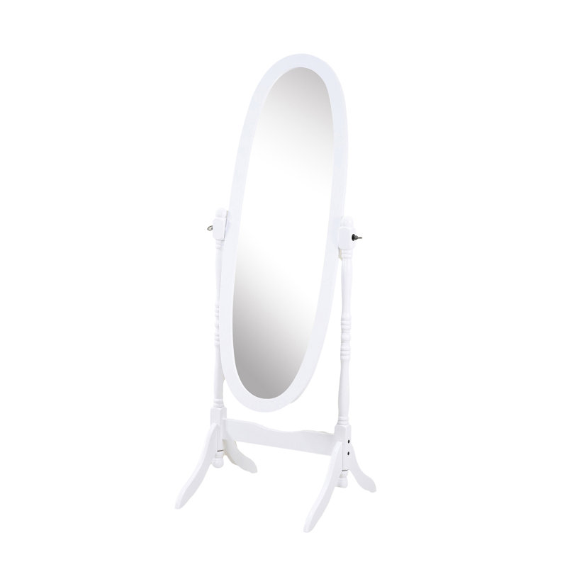 Miroir sur pied en bois noir, Blanc