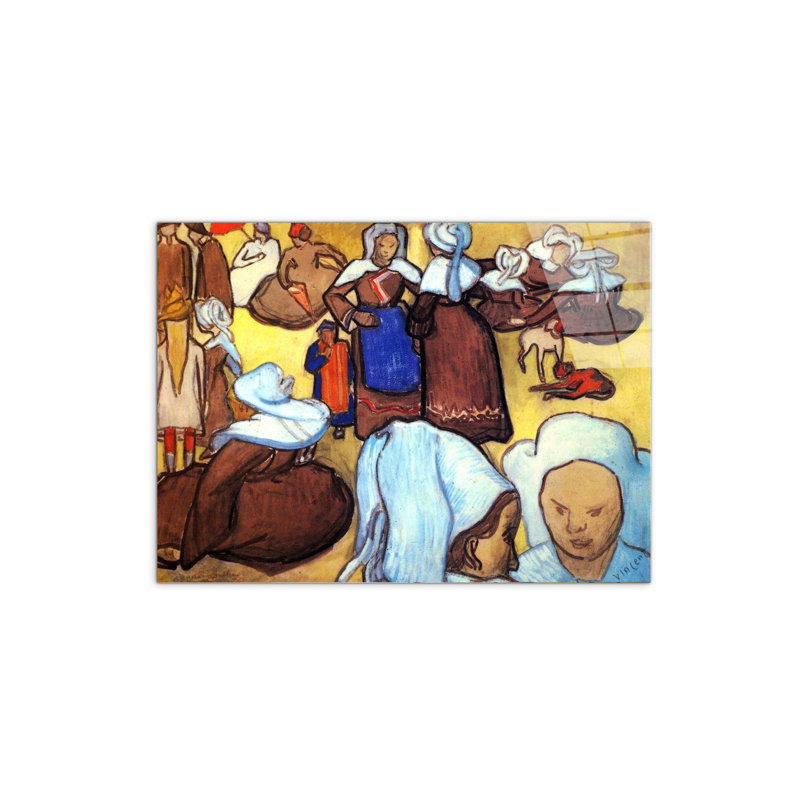 Breton Women after Emile Bernard by Van Gogh Vincent 57cm H X 76cm W CrystalArt Material Acrylic Glass Effect, Frameless Panel Lightweight Ready to Hang