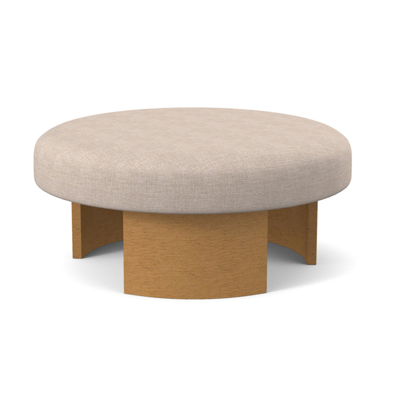 Eclipse Round Ottoman, Filigree Ivory 100% Polyester, Amber