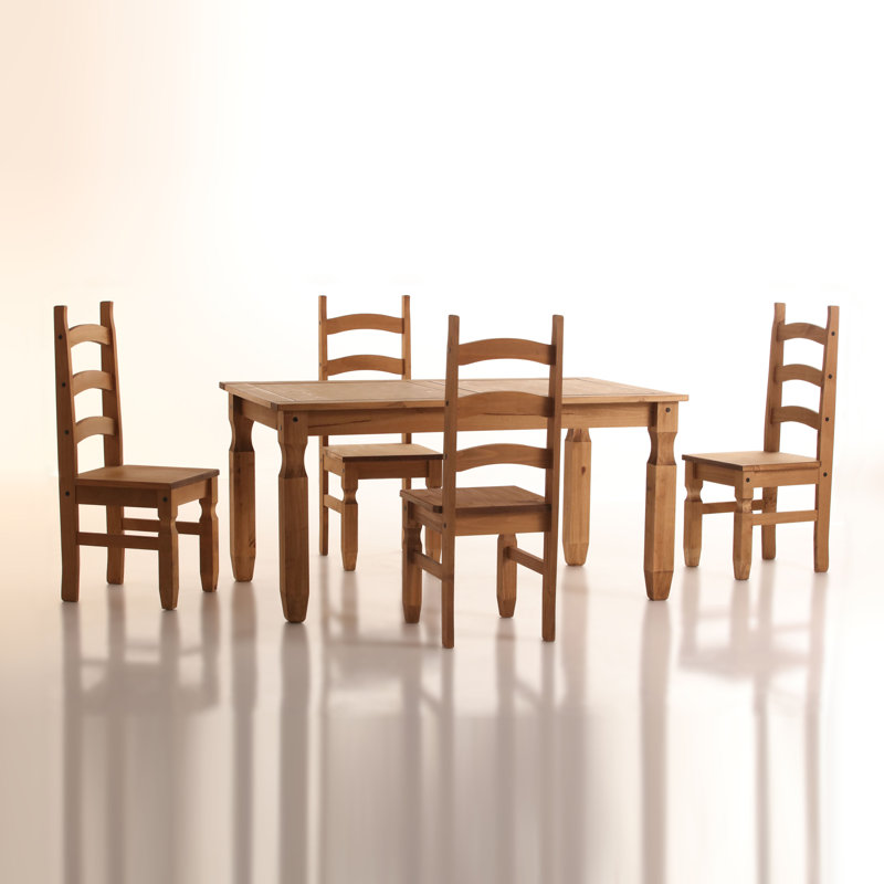 Millwood Pines Daviante 5-Piece Rectangular Dining Set 59.84' L - 36x22' W, Rustic Farmhouse Solid Wood Kitchen Table and Chairs for 4, Traditional Oak Finished Breakfast Nook
