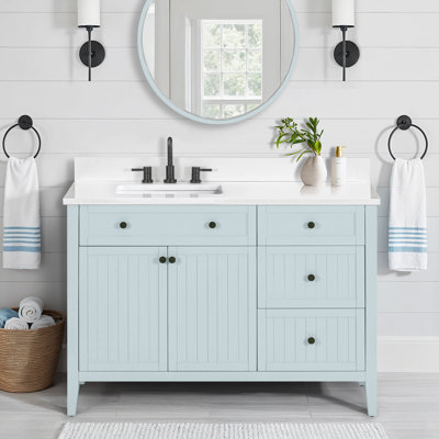Layla 48 in. Single Sink Bathroom Vanity in Ice Blue with Top
