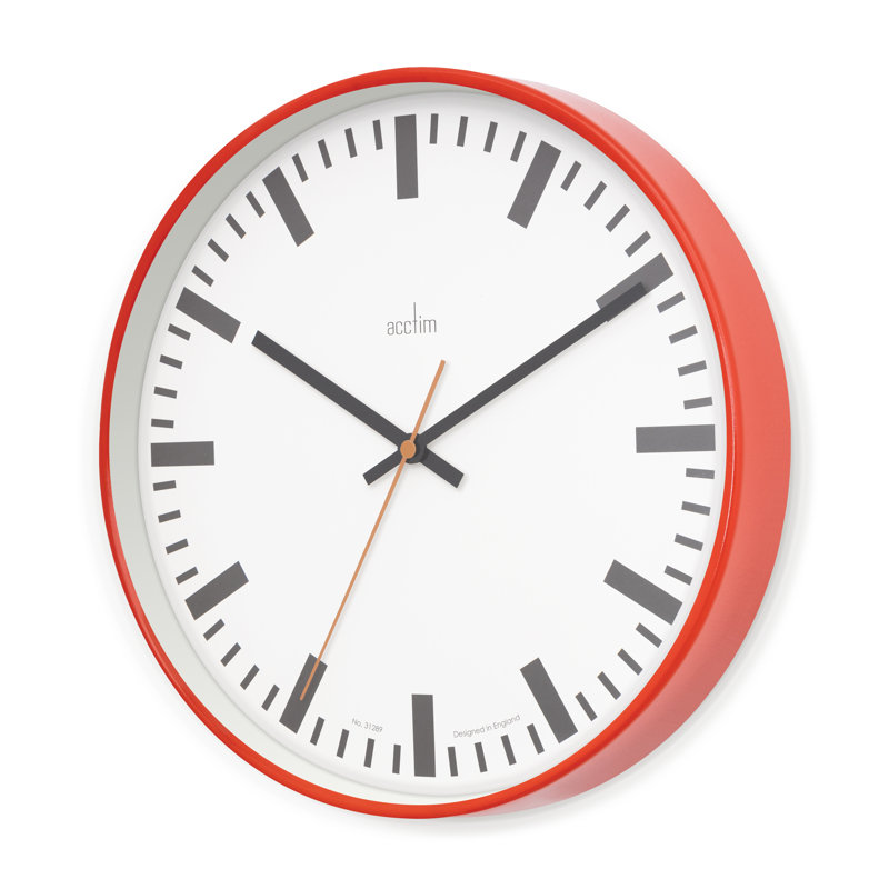 Acctim Victor 30cm Bright Station Wall Clock Jam, Red
