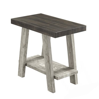 Contemporary Two-Tone Wood Shelf Side Table With Extra Storage And Durable Construction