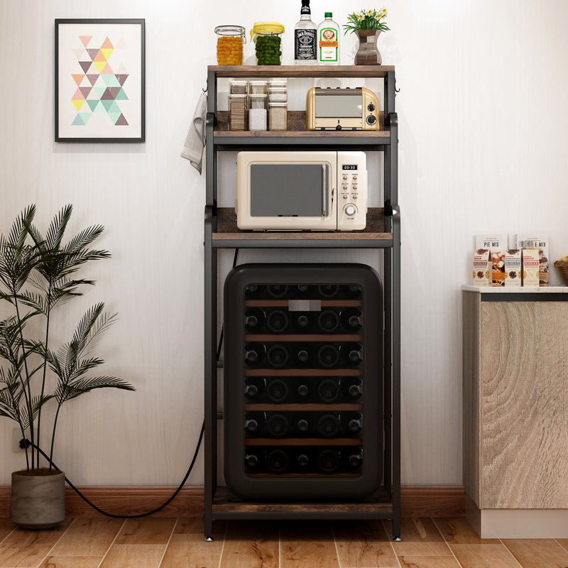 Mini-support de réfrigérateur brun avec rangement, multi-usage dans divers espaces, matériaux robustes de rangement à 4 niveaux pour dortoir et salon, espace spacieux et design