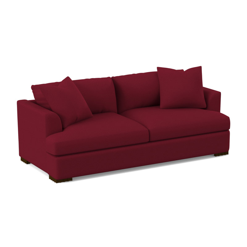 Canapé Lucia, Noyer noir, Mélange de polyester rouge à lèvres Margaret
