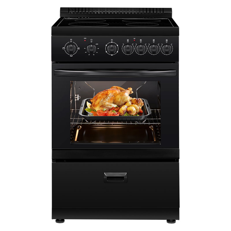 24 in Electric Range Oven 2.7 Cu. Ft. 4 Cooktop Burners Stainless Steel Body