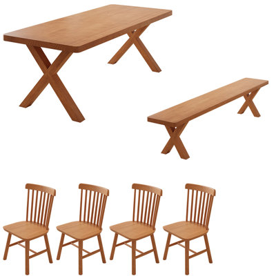 Modern simple solid wood rectangular table set