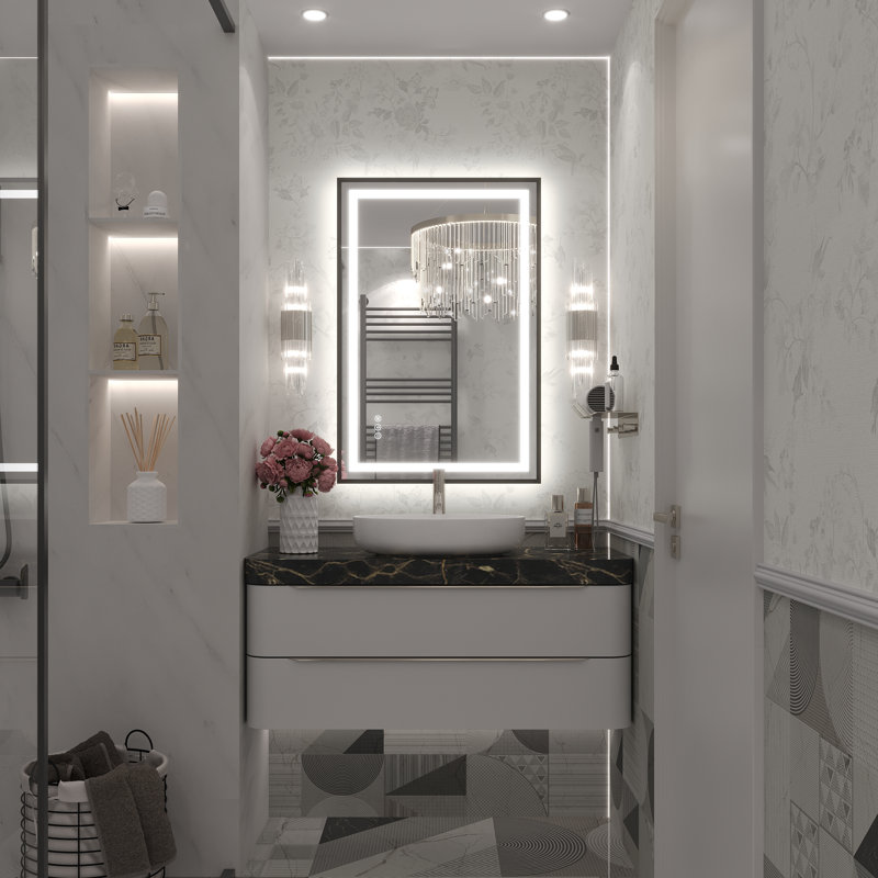 Miroir de salle de bain Molly Framelss, 36 po x 24 po, Noir