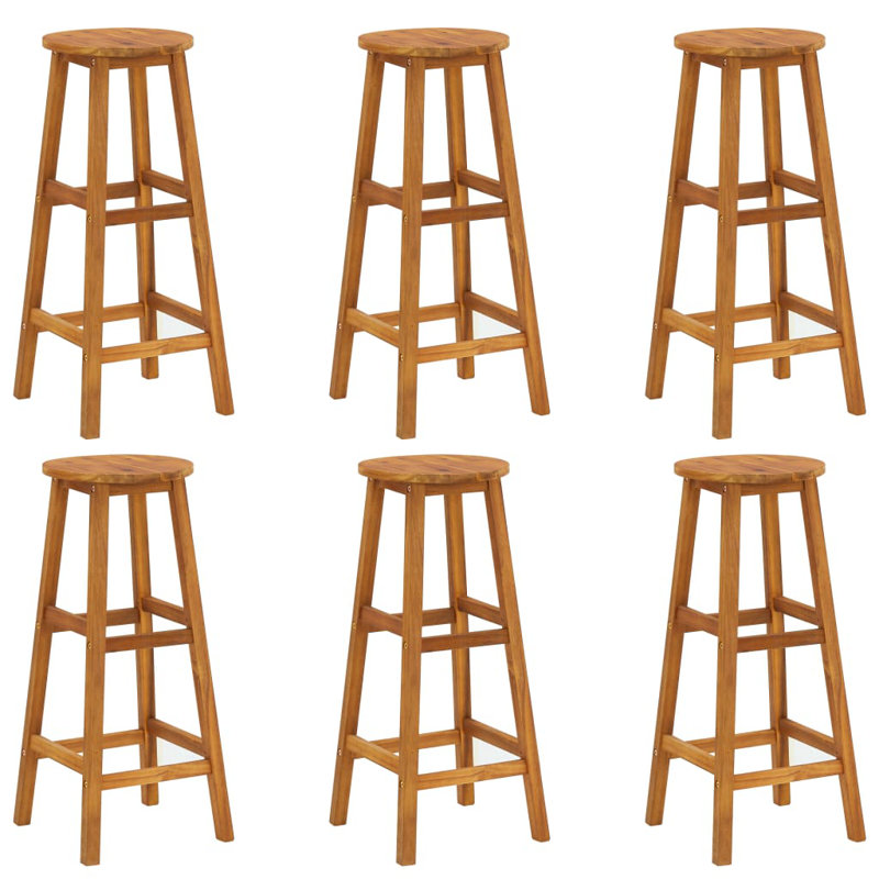 Herta Acacia Solid Wood Bar Stool with Solid Wood Frame