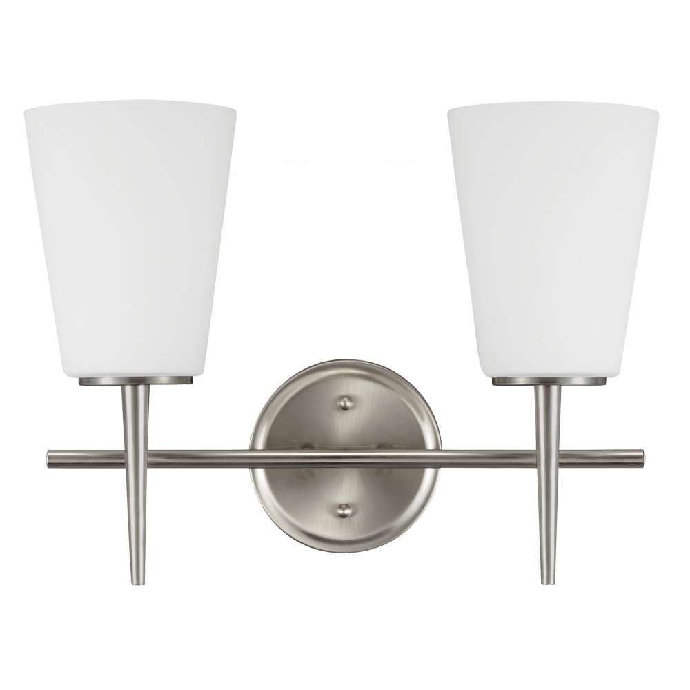 Erlandson 2 Light Dimmable Vanity Light, 100W A19 Medium, Brushed Nickel