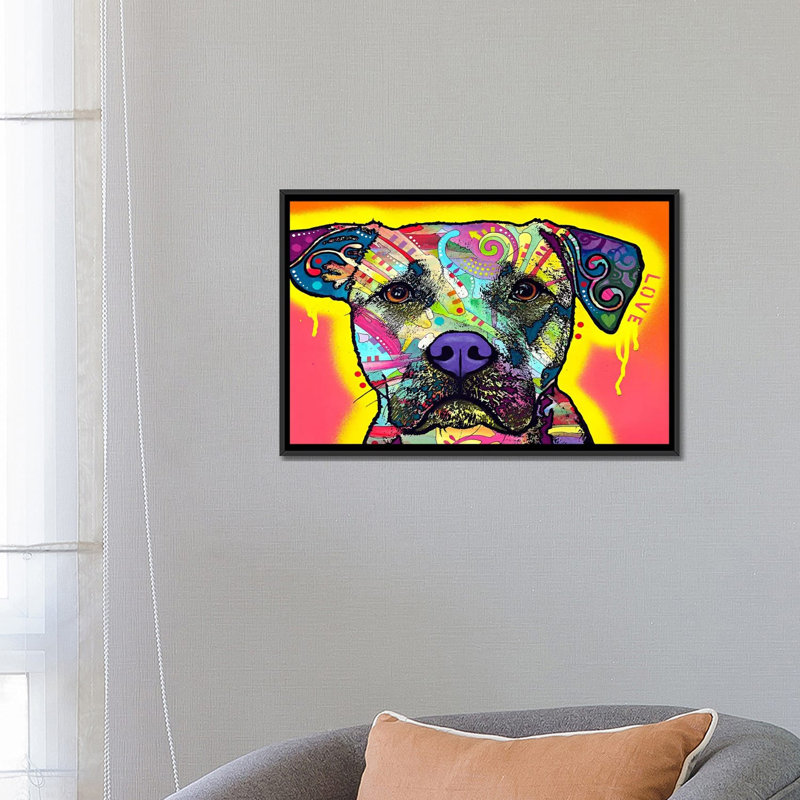 «Drip Love» par Dean Russo - impression sur toile tendue, H 18 po x l 26 po x P 1,5 po, Cadre noir