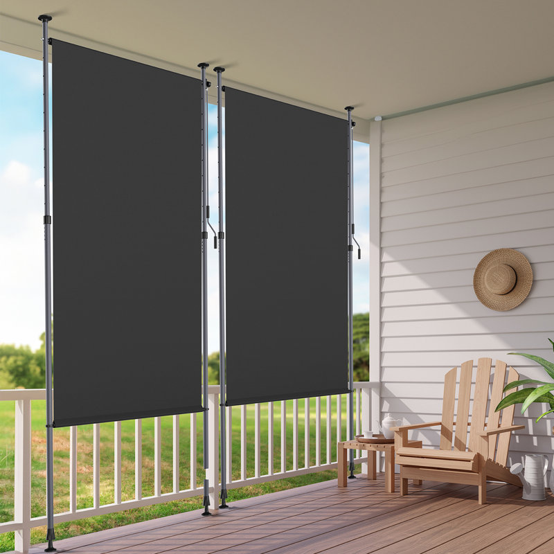 Clamp Awning Vertical Awning, Vertical Awning Balcony Outdoor Extendable, No Drilling, Vertical Awning With Hand Crank, Privacy Screen, Sun Protection, Wind Protection, For Balcony, Grey