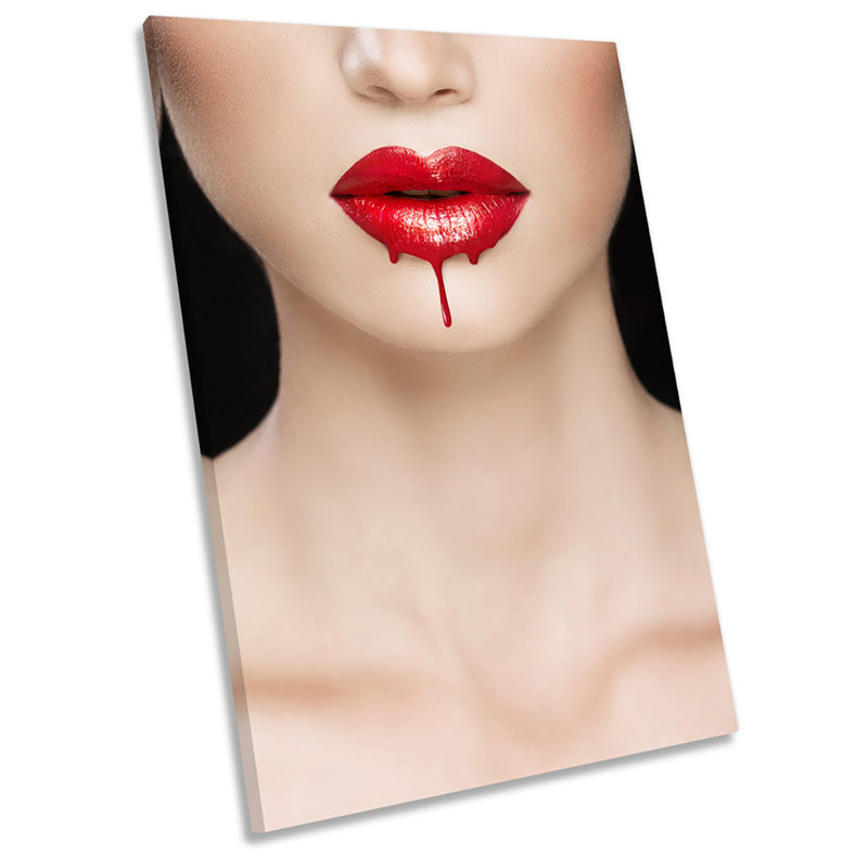 Lip Gloss Drip Red Blood - Wrapped Canvas Print, 76.2cm H x 50.8cm W