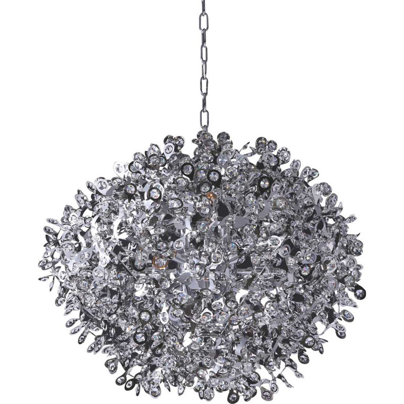 Modern 12 Light Chrome Laser Cut Branch Chandelier