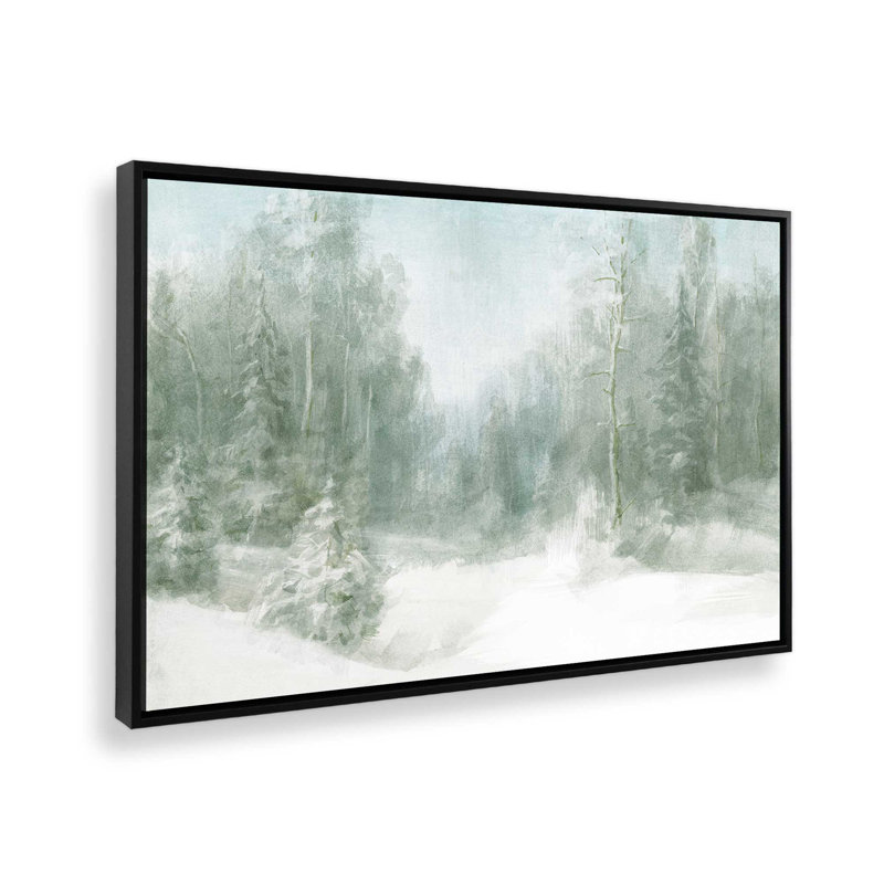 Imprimé paisible forêt givrée, H 12,75 po x l 18,75 po x P 1,75 po, Cadre noir