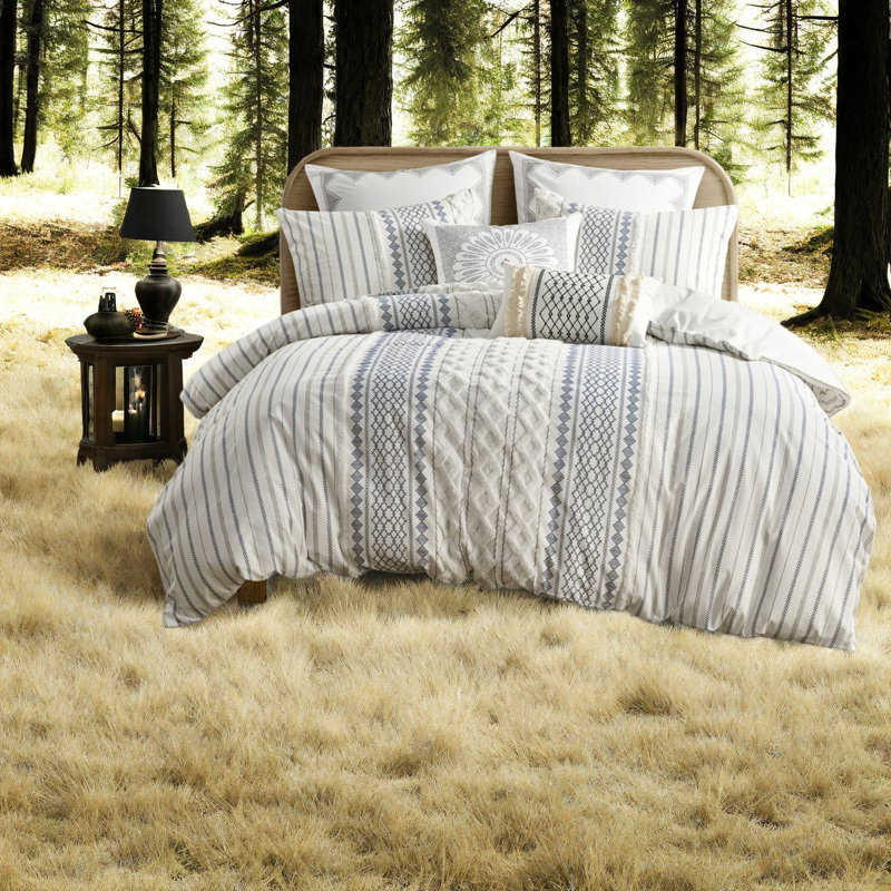 Ensembles de literie en coton, motif géométrique multicolore, style chenille moderne pour le confort de la maison