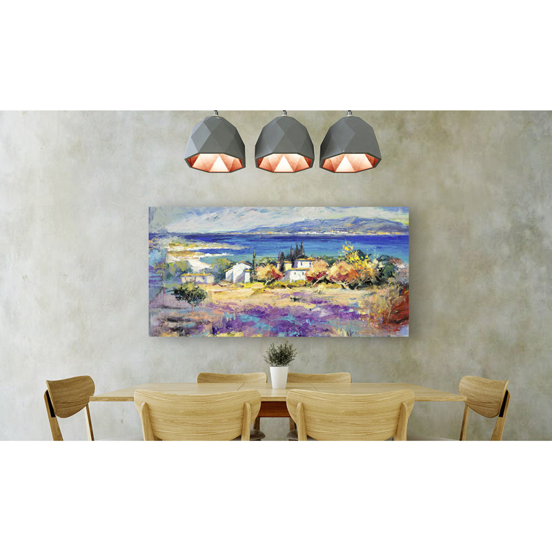 Mediterranean Coast by Luigi Florio - No Frame Print on Canvas, 50cm H x 100cm W x 4cm D