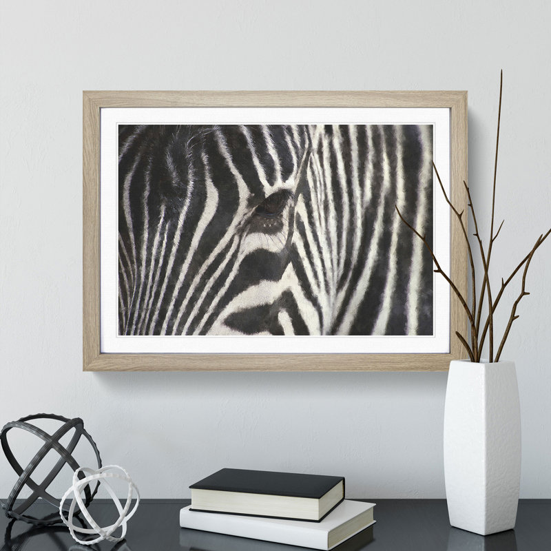 Zebra Vol.4 - Picture Frame Painting, 27cm H x 36cm W x 2cm D, Oak
