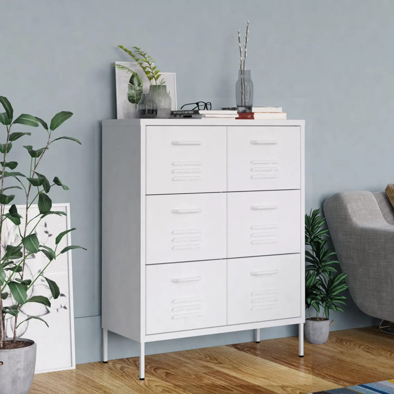 Classeur à tiroirs avec rangement autoportant pour bureau personnel, Blanc