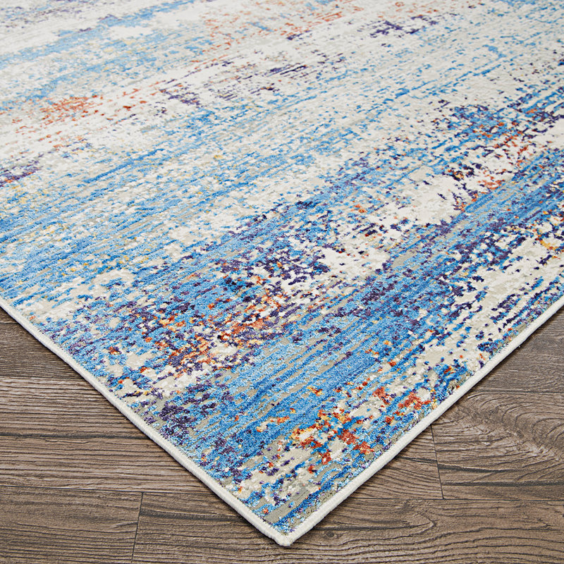 Tapis bleu / gris Atanasa, Rectangulaire 3 pi 11 po x 5 pi 6 po