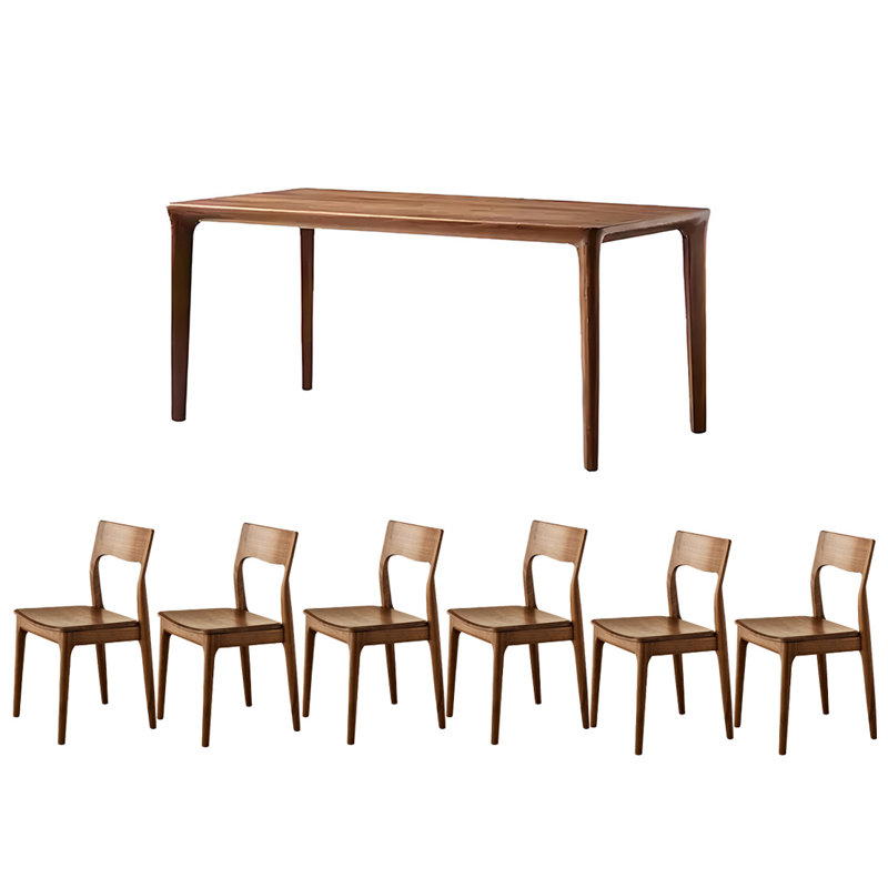 Ensemble de table rétro en noyer noir, H 29,52 po x L 70,86 po x l 31,49 po