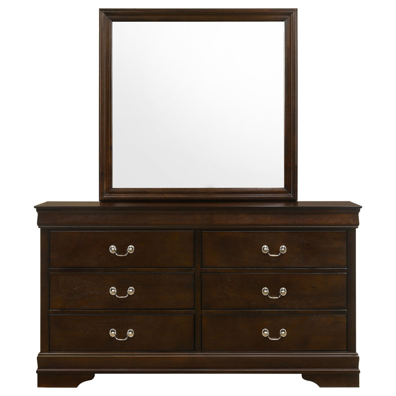 Doytcho 6-drawer Dresser with Mirror Cappuccino, Cappuccino