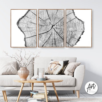 Tree Ring Linocut Print, Lake House Minimalist Wall Art