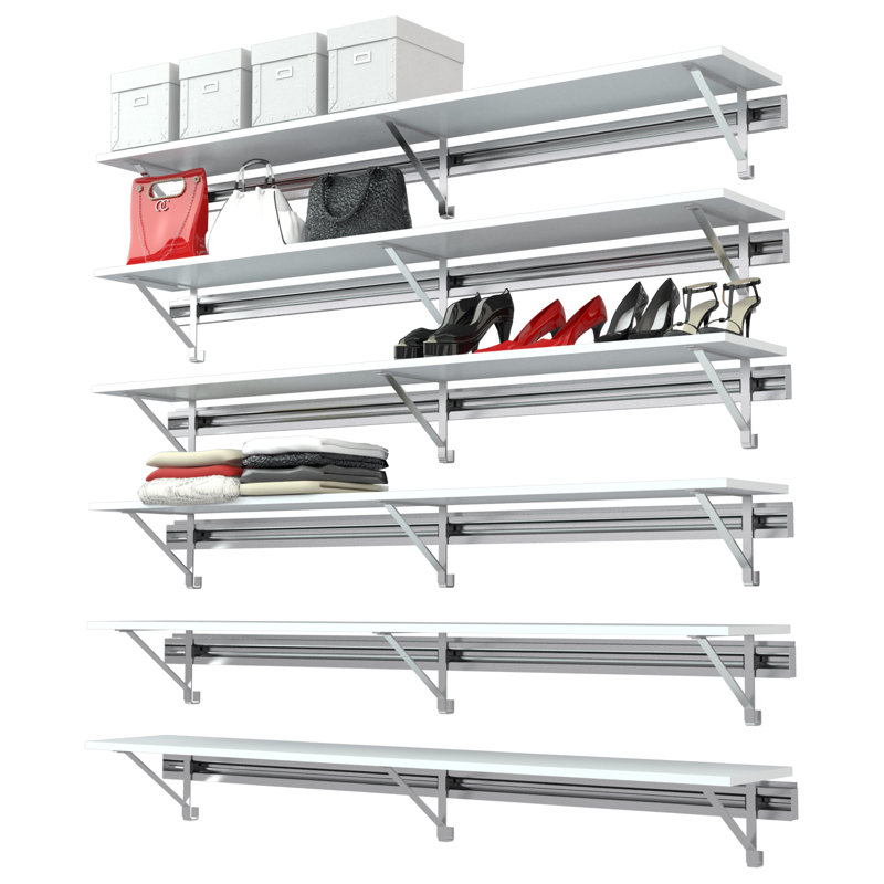 Single Wall Mounted Closet Shelf (SHELF ONLY - no hang), White, 8.75" x 72" x 12.25"