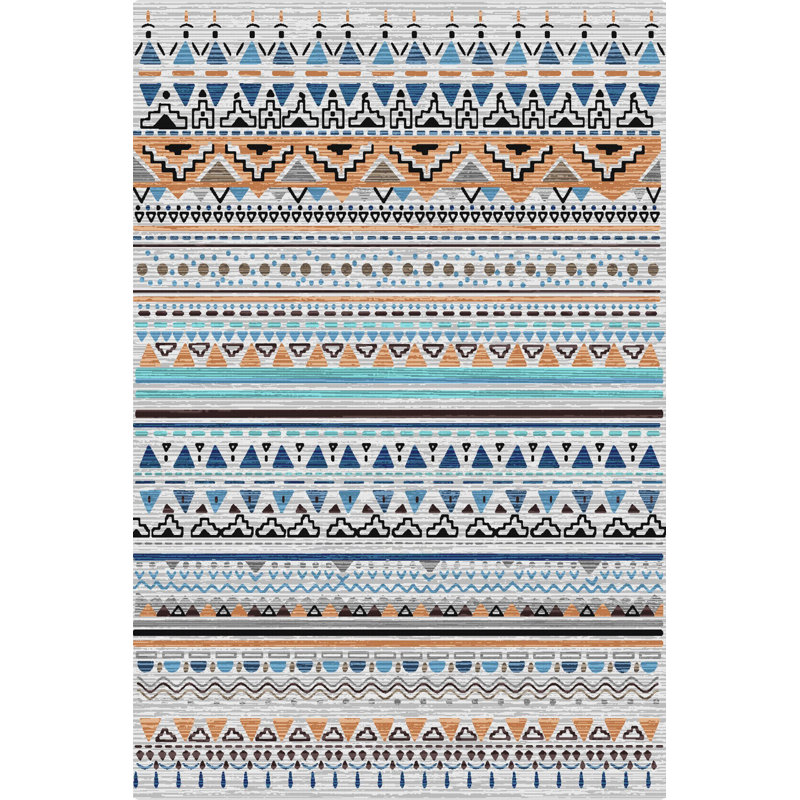 Multi-Colored Geometric Patterned Decorative Rug, Rectangle 3'9.81" x 4'11.06"