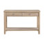 Table basse en bois avec deux tiroirs, tablette ouverte