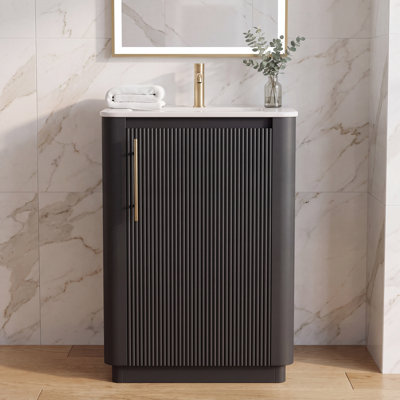 24" Free-Standing Single Bathroom Vanity with Ceramic Top